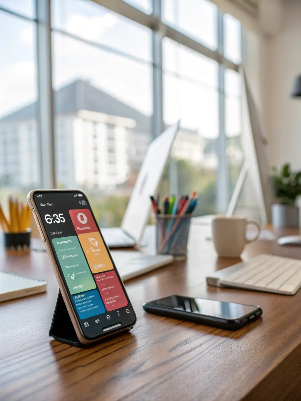 A lifestyle image featuring a person using a refurbished Samsung Galaxy Note 10 Plus in a professional setting, showcasing its functionality and appeal.